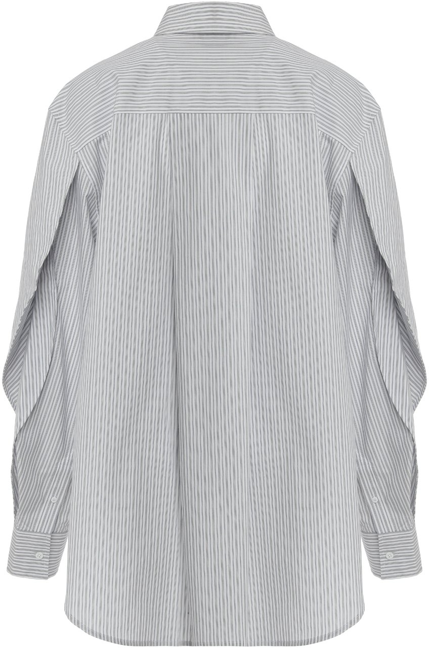 MUGLER Cotton striped shirt Grijs
