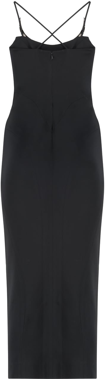 MUGLER Stretch viscose dress Zwart