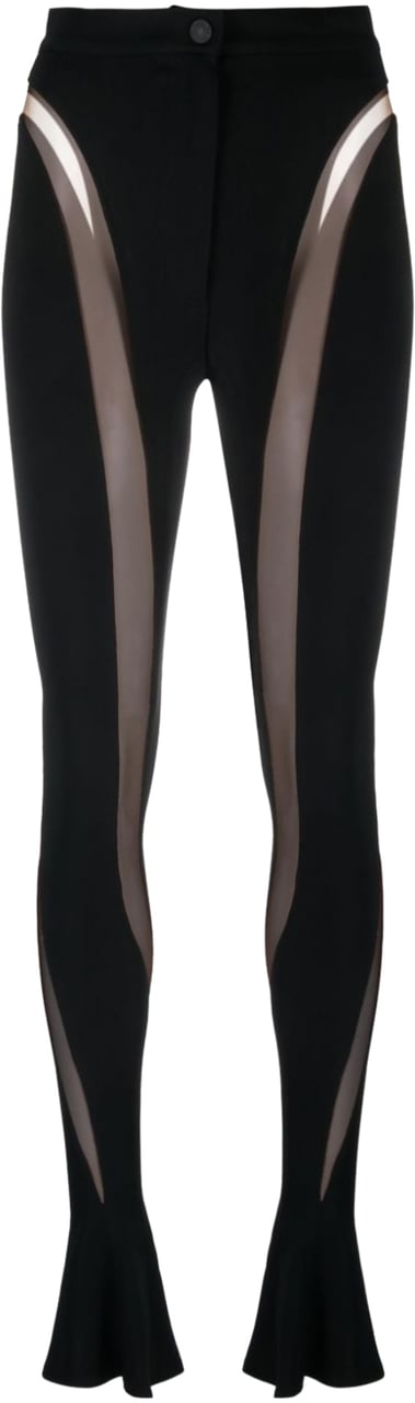 MUGLER Pantalon Flowing Cut Outs Black/nude Zwart