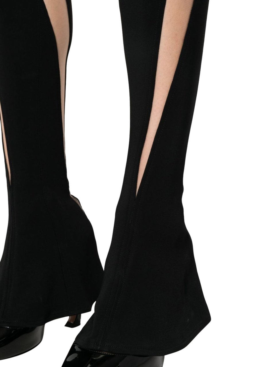 MUGLER Pantalon Flowing Cut Outs Black/nude Zwart