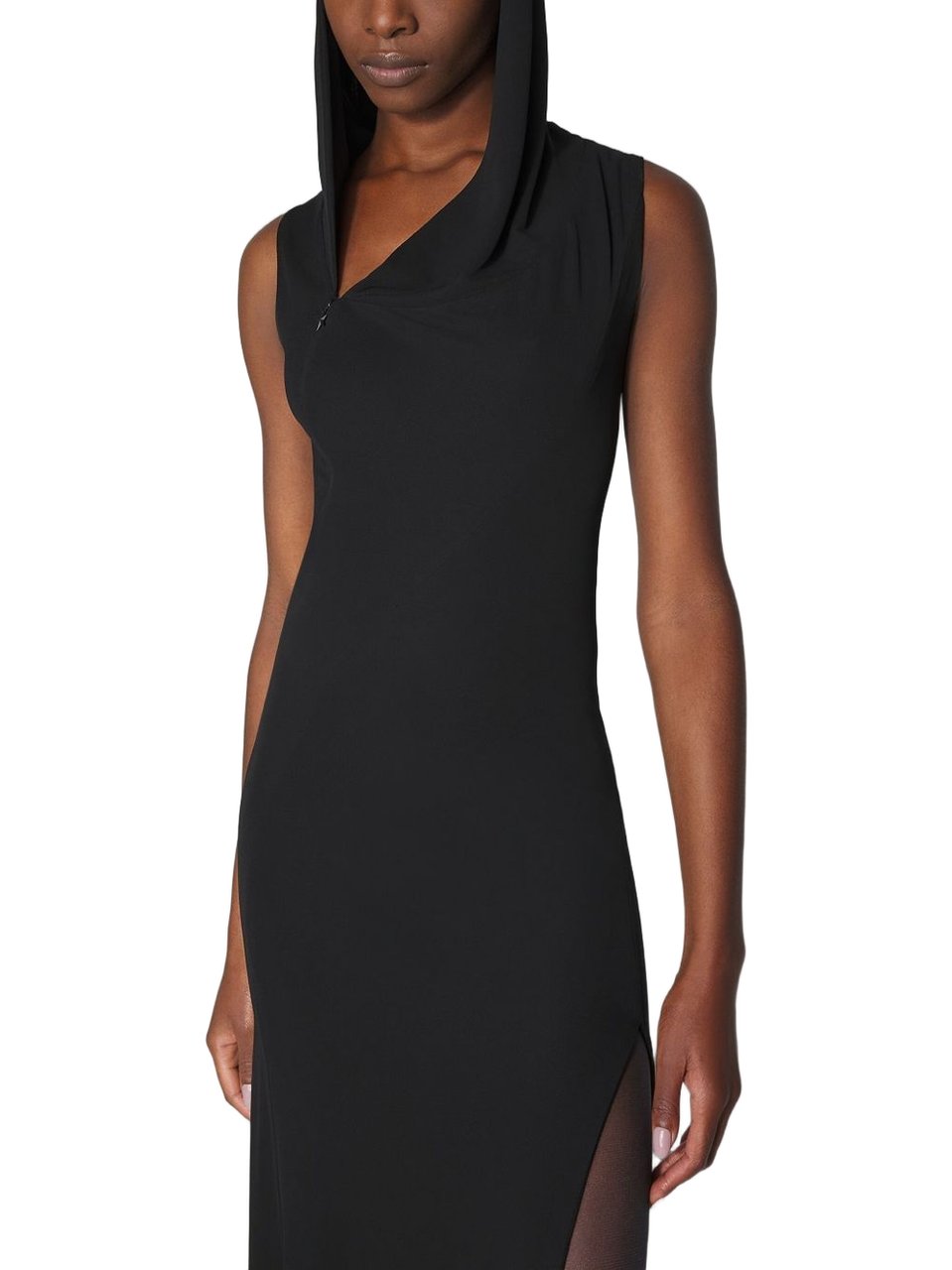 MUGLER Hooded Sleeveless Maxi Dress Rood