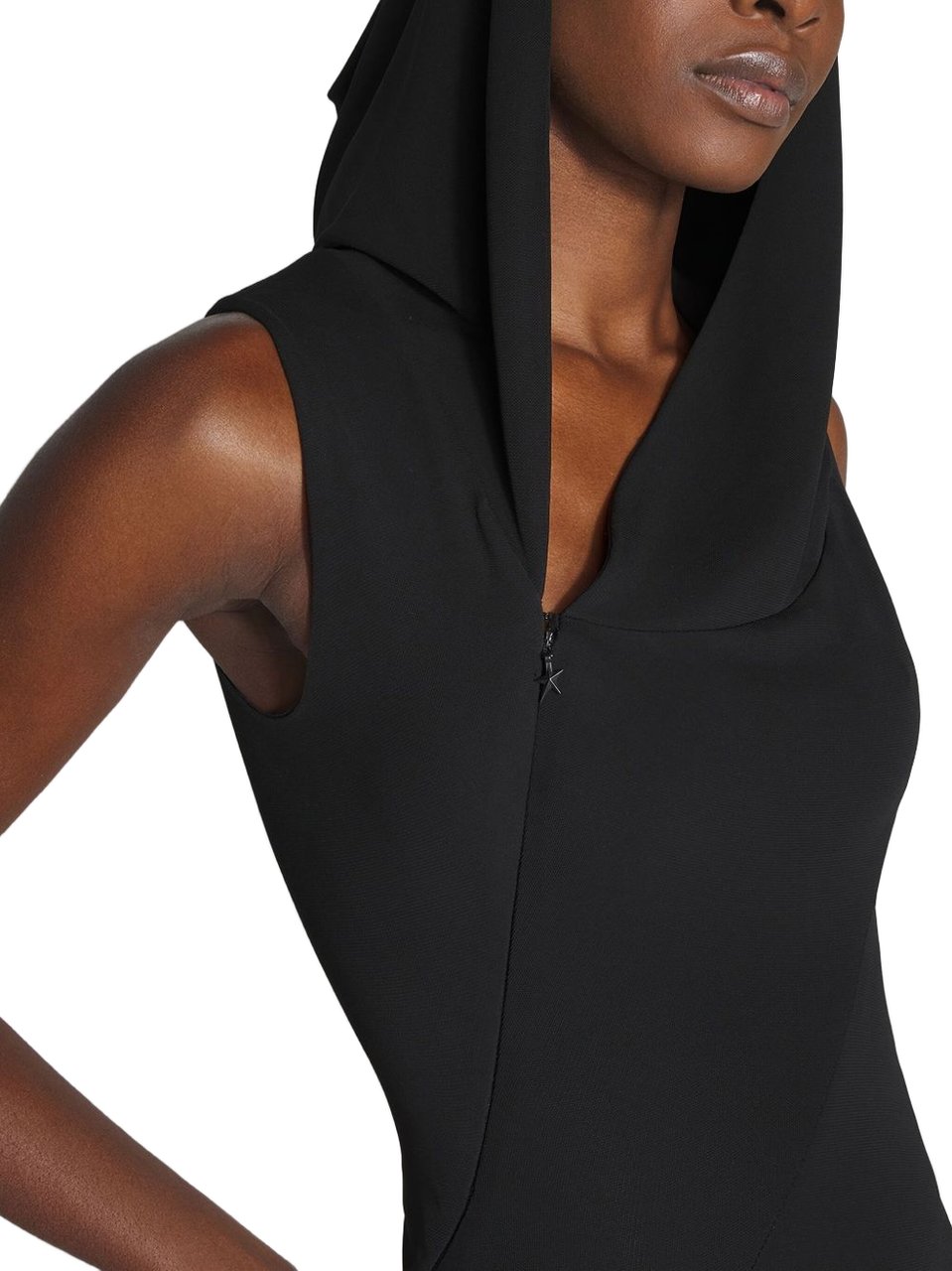 MUGLER Hooded Sleeveless Maxi Dress Rood