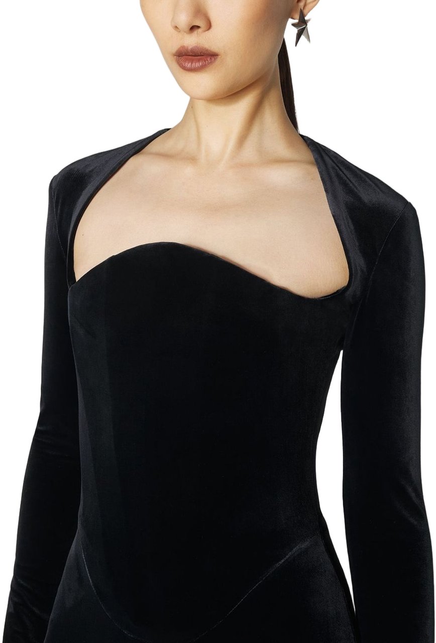 MUGLER Form-Fitting Black Mini Dress Zwart