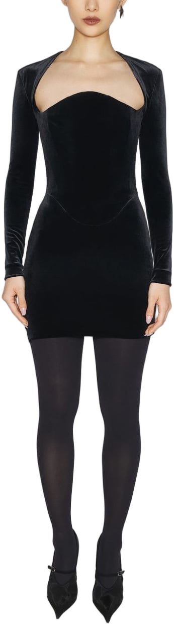 MUGLER Form-Fitting Black Mini Dress Zwart