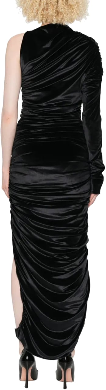 MUGLER Velvet Asymmetric Robe Black Zwart