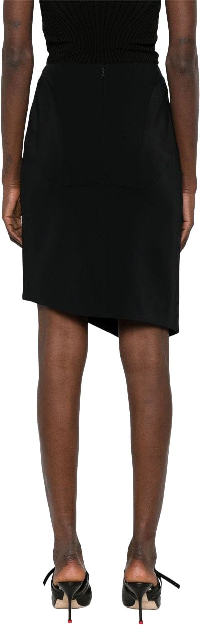 MUGLER Asymmetrical Black Mini Skirt Zwart