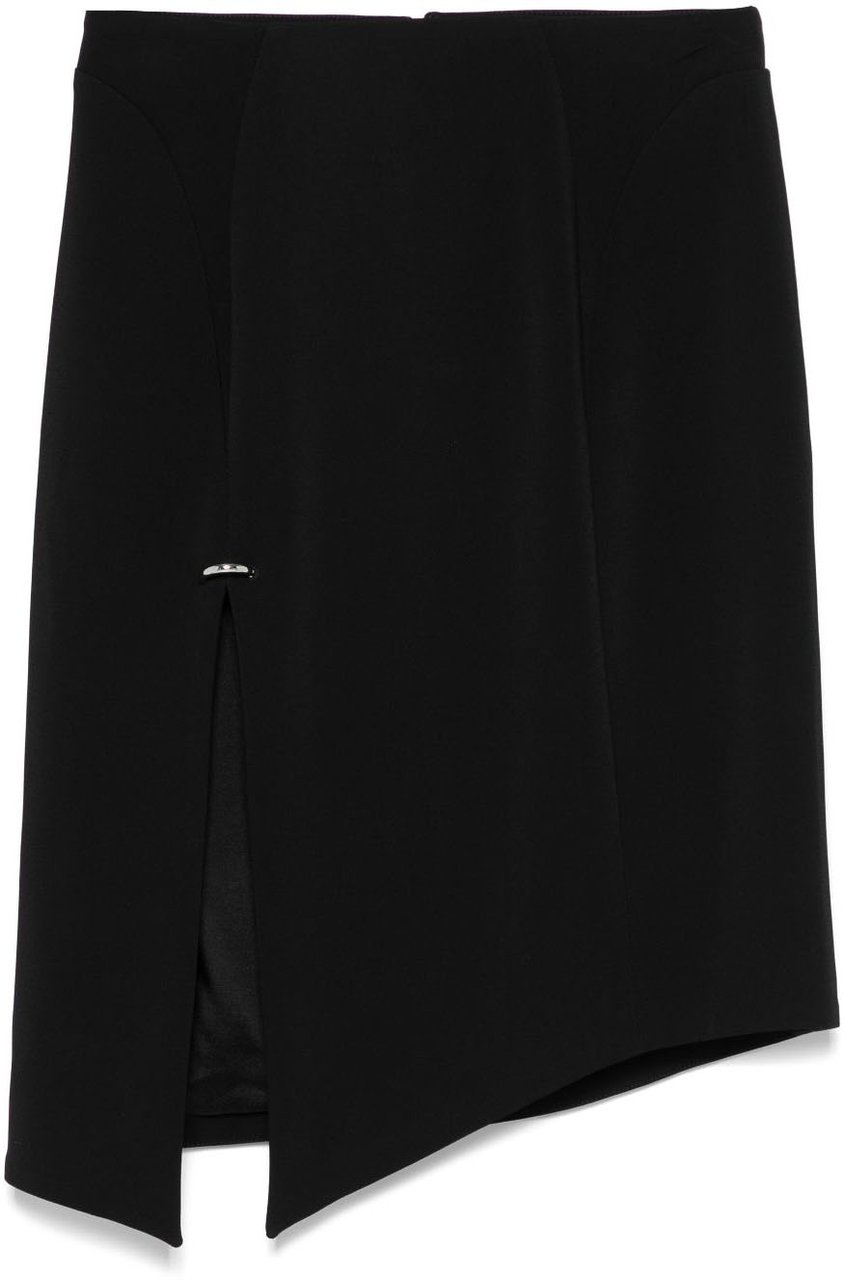 MUGLER Asymmetrical Black Mini Skirt Zwart