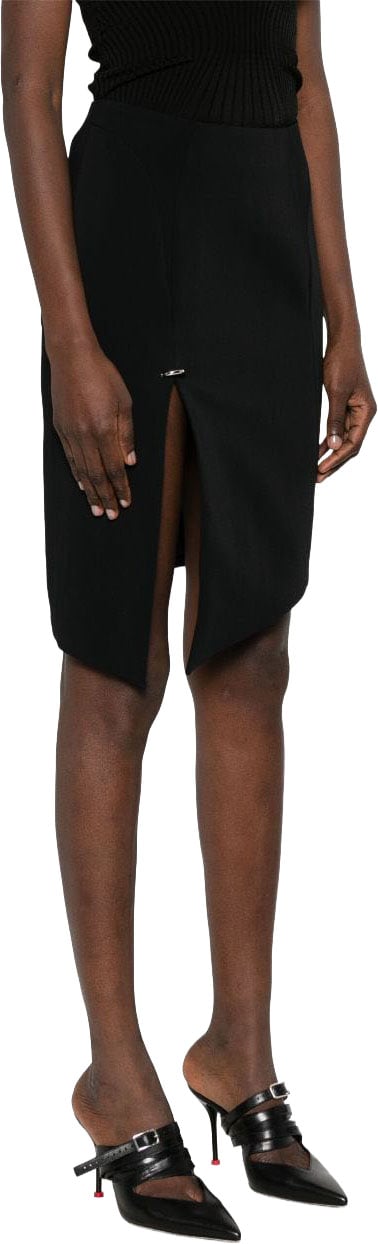 MUGLER Asymmetrical Black Mini Skirt Zwart