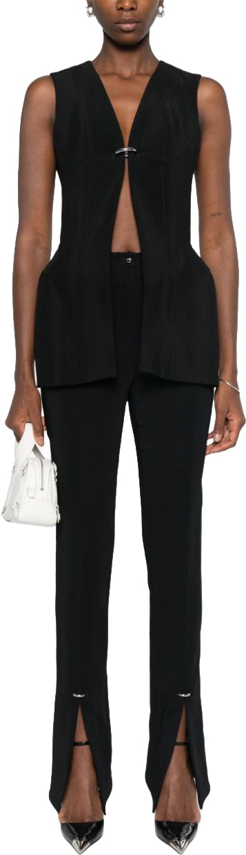 MUGLER Black Stretch Trousers Zwart