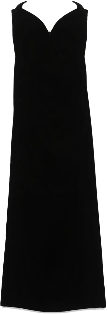 MUGLER Velvet Dress Black Zwart