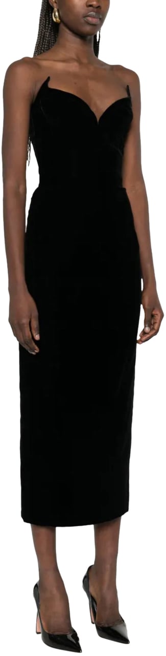 MUGLER Velvet Dress Black Zwart
