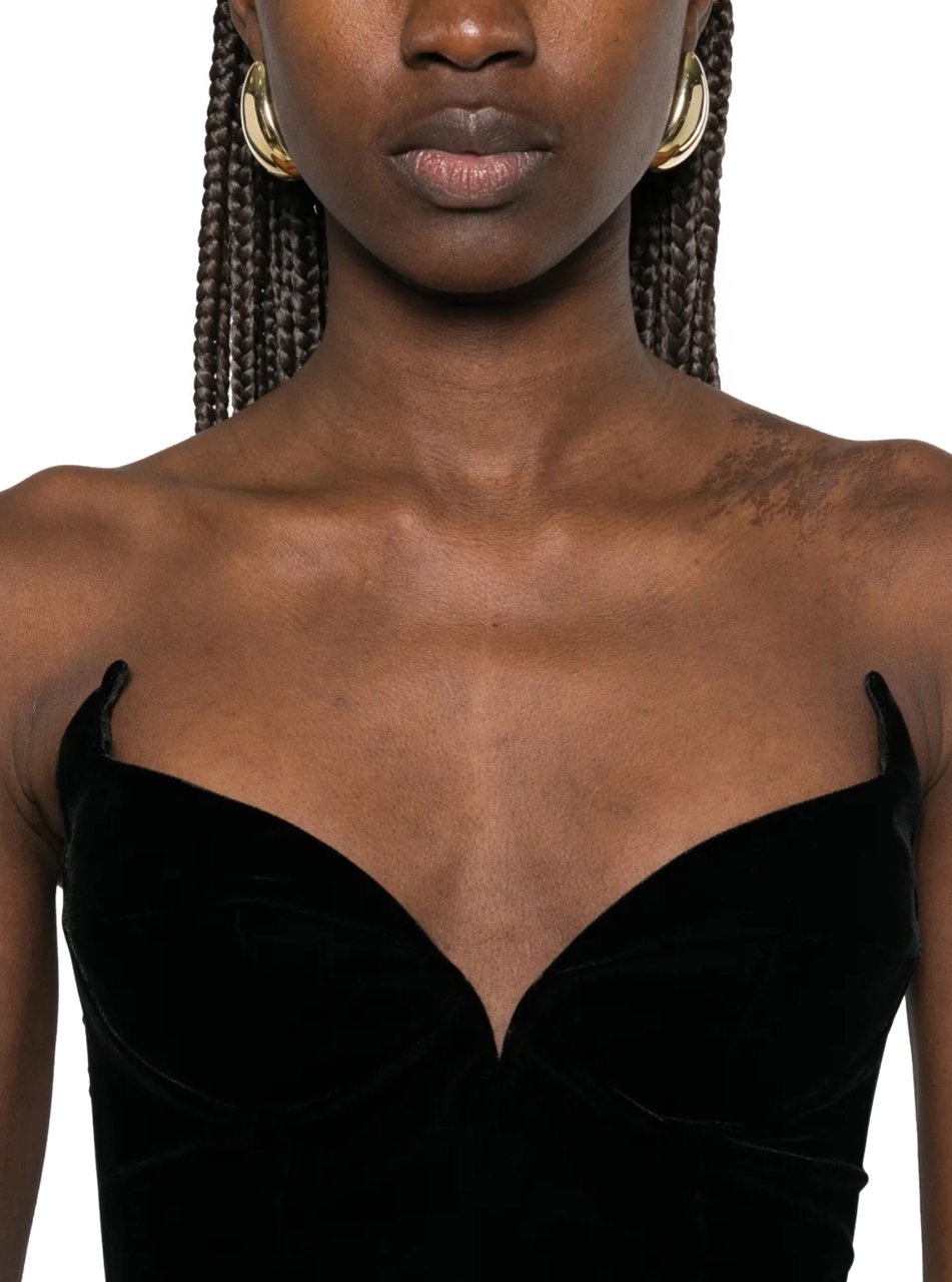 MUGLER Velvet Dress Black Zwart