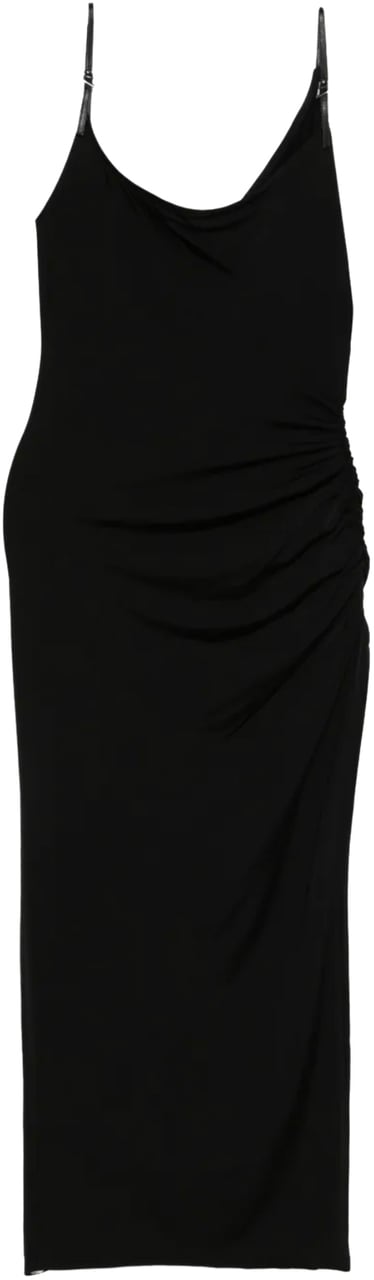 MUGLER Light Shiny Jersey Dress Black Zwart