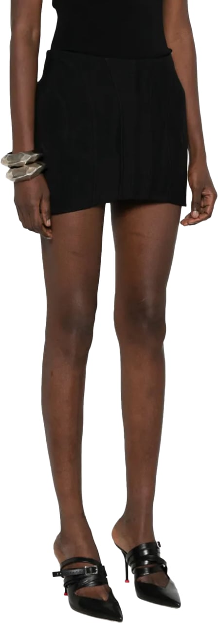 MUGLER Show Sculptural Mini Skirt Black Zwart