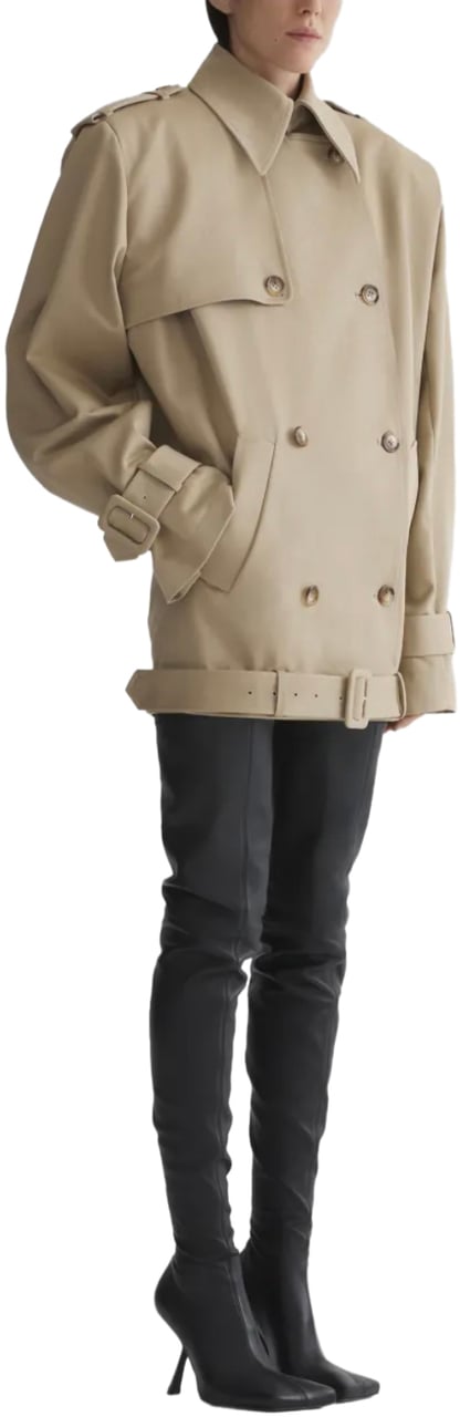 MUGLER Short Trench Jacket Beige Beige