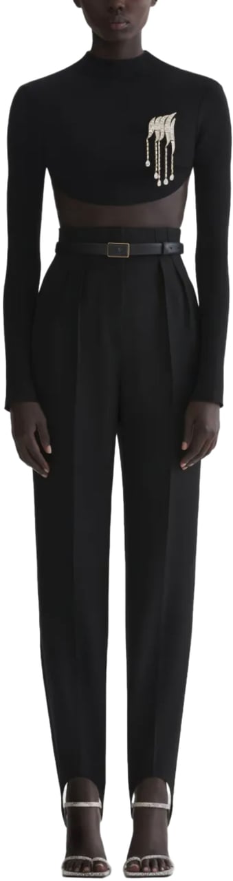 MUGLER Cut Out Back Top Black Zwart