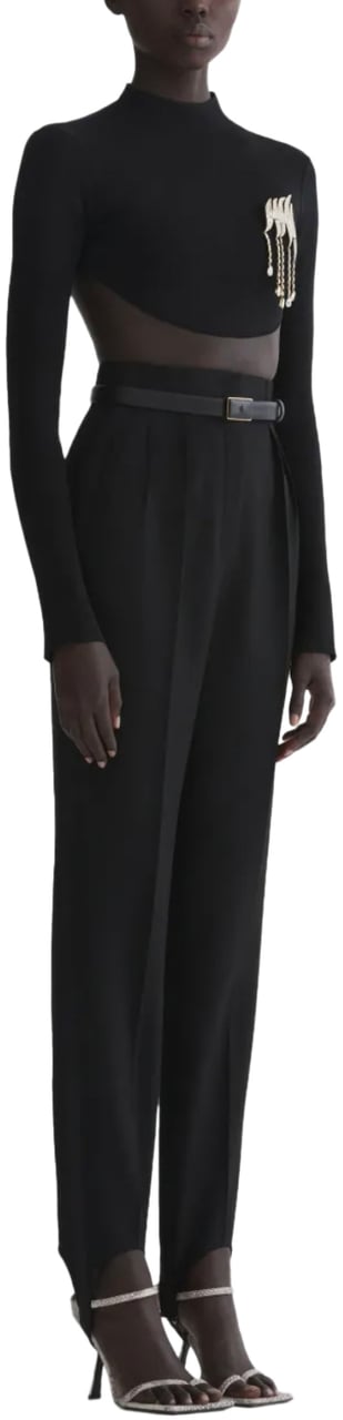 MUGLER Cut Out Back Top Black Zwart