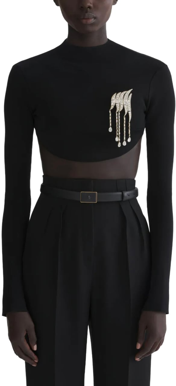 MUGLER Cut Out Back Top Black Zwart