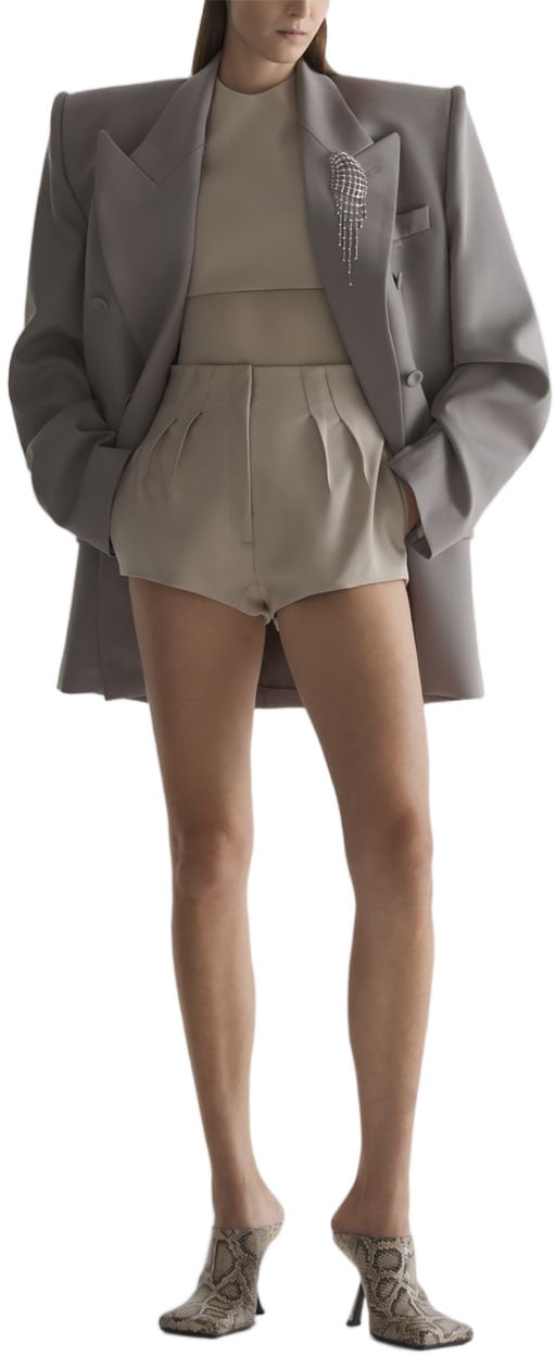 MUGLER High-Waisted Tailored Shorts with Pleated Front Bruin