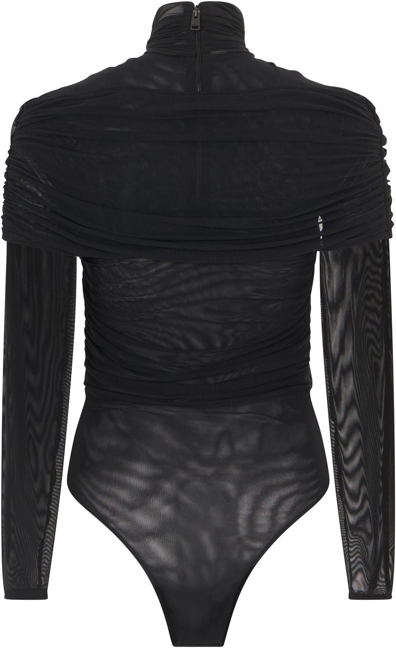 MUGLER Long sleeve bodysuit Zwart
