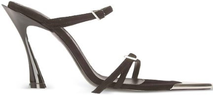 MUGLER Strappy Sandal Suede Black / Black Heel Zwart