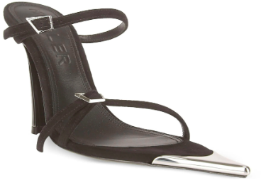 MUGLER Strappy Sandal Suede Black / Black Heel Zwart