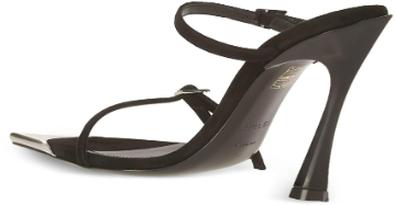 MUGLER Strappy Sandal Suede Black / Black Heel Zwart