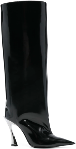 MUGLER Knee Boot Brushed Calf Black/gunmetal Heel Zwart