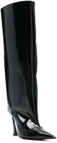 MUGLER Knee Boot Brushed Calf Black/gunmetal Heel Zwart