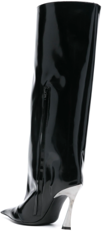 MUGLER Knee Boot Brushed Calf Black/gunmetal Heel Zwart