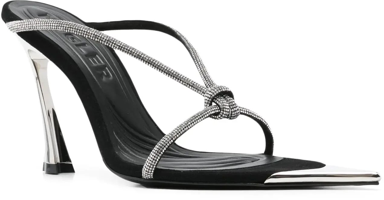 MUGLER Bombe Mule Suede Black/crystals Black Zwart