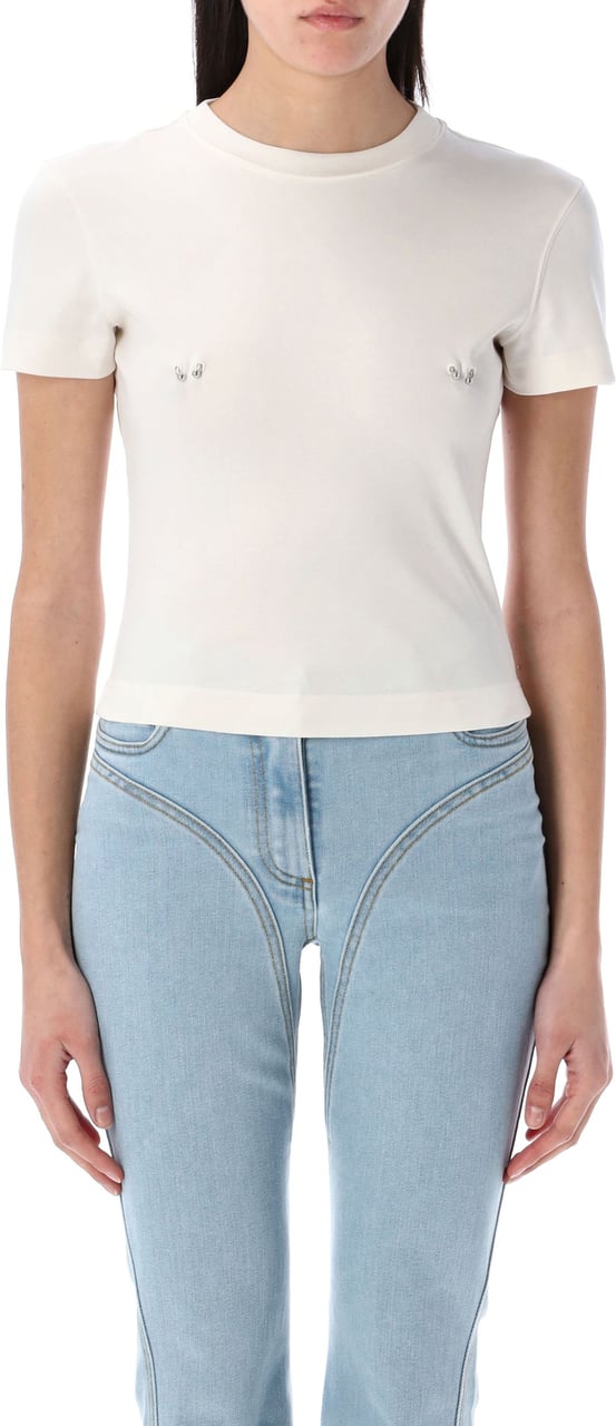 MUGLER Tshirt Pierging Bianco Wit