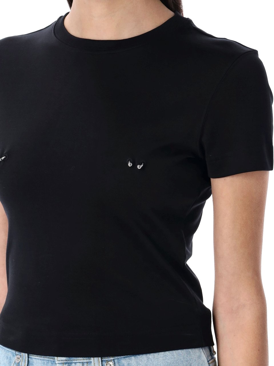MUGLER Tshirt Pierging Nero Zwart