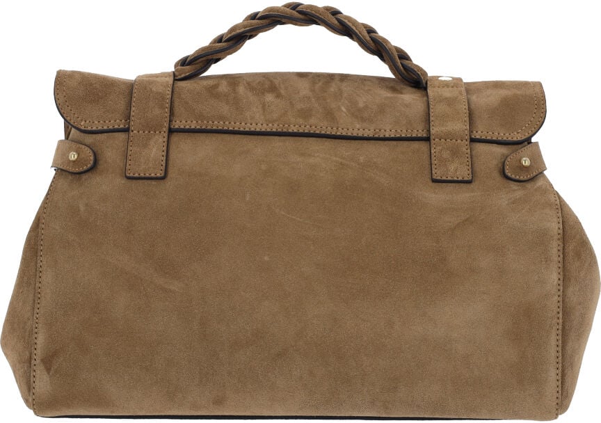 Mulberry Brown Alexa Intrecciato Handle Suede Bag Bruin