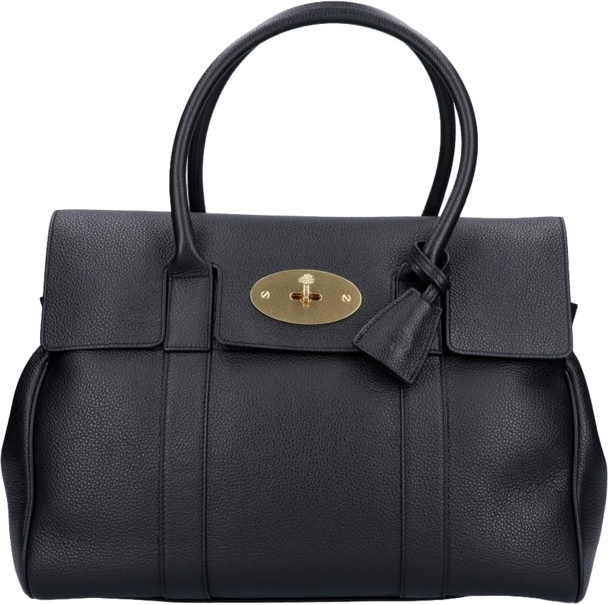 Mulberry Black Bayswater Grain Leather Tote Bag Zwart