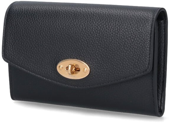 Mulberry Darley Medium Textured Leather Wallet Zwart