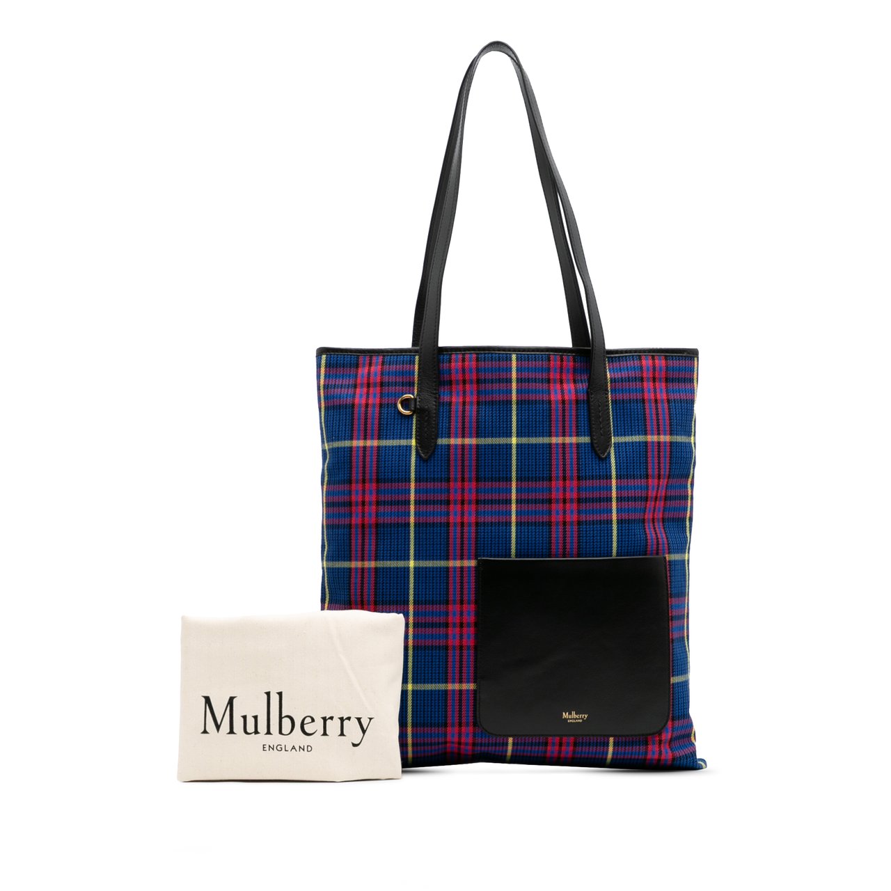 Mulberry Plaid Canvas Tote Blauw