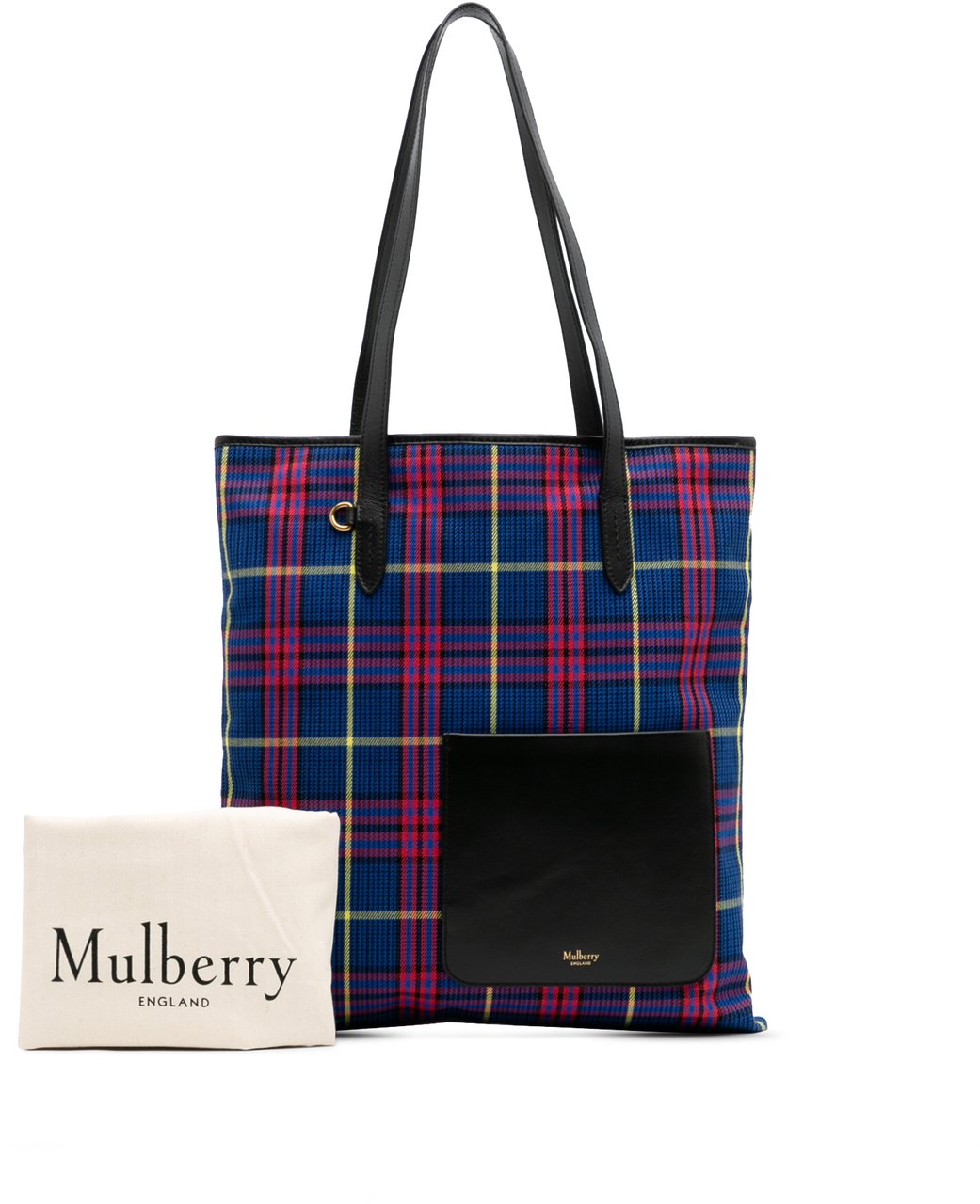 Mulberry Plaid Canvas Tote Blauw