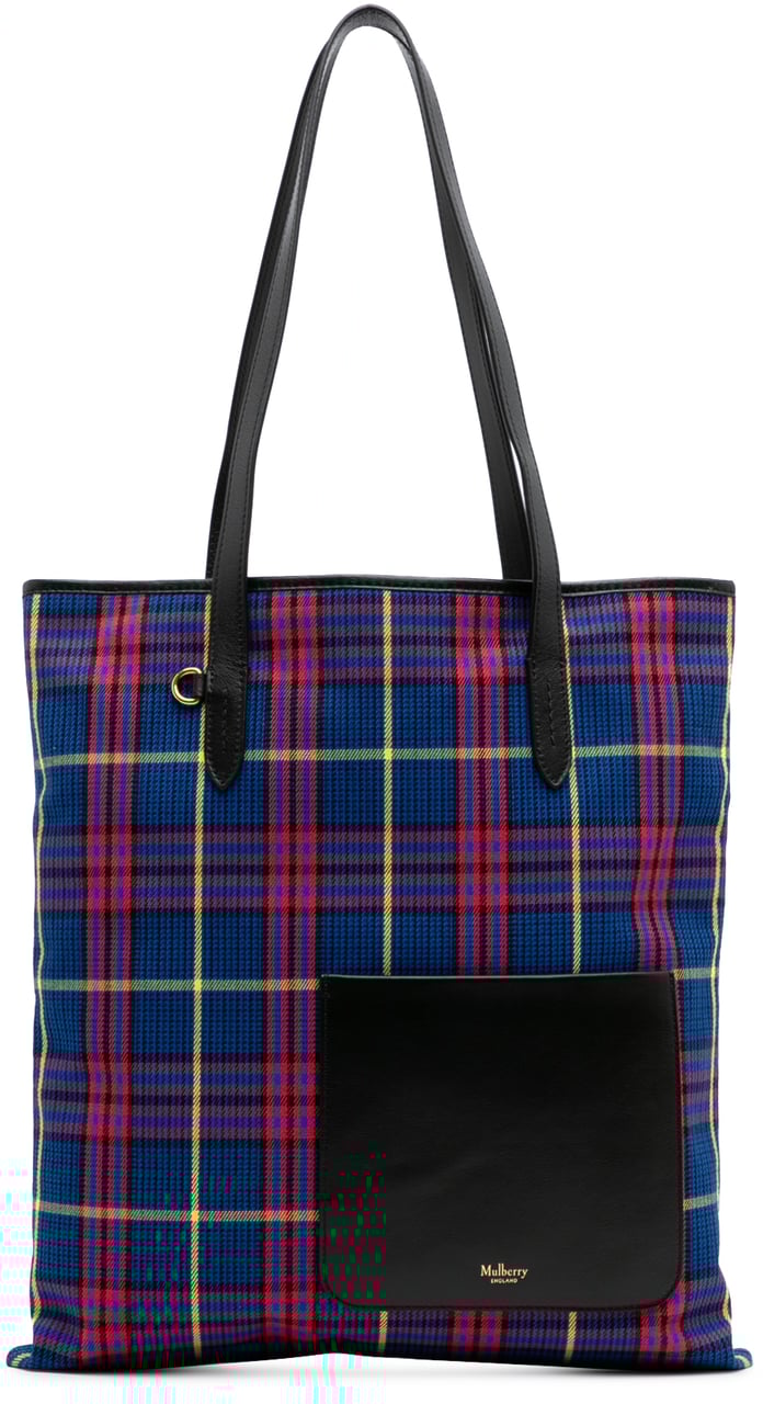 Mulberry Plaid Canvas Tote Blauw