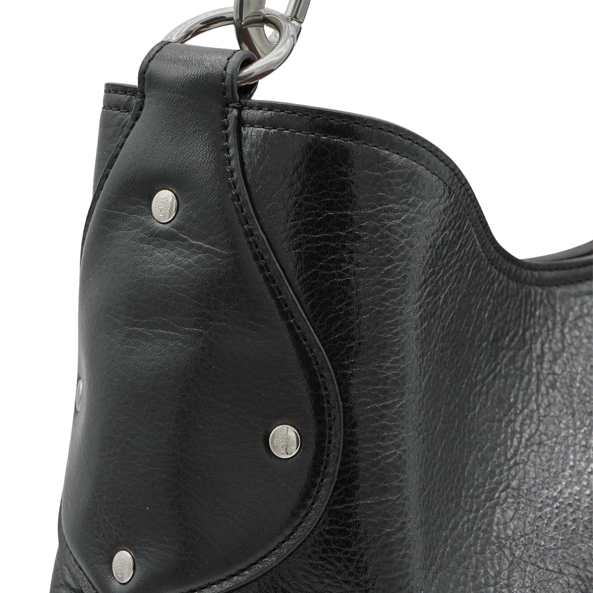 Mulberry Smooth Black Leather Shoulder Bag Grijs