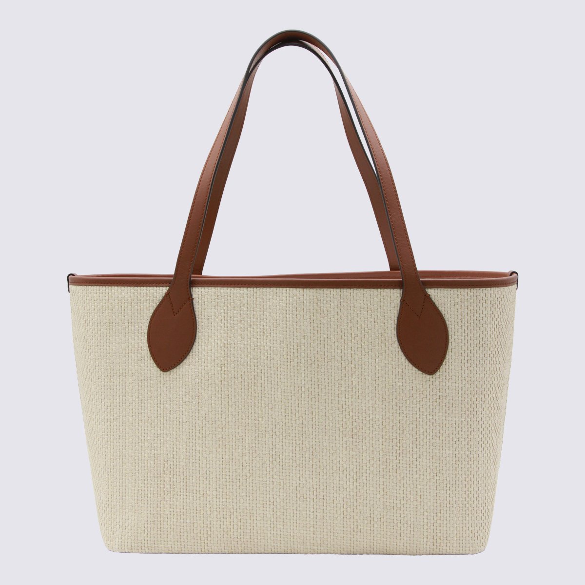 Mulberry Structured Woven Tote Bag With Tree Motif Neutraal