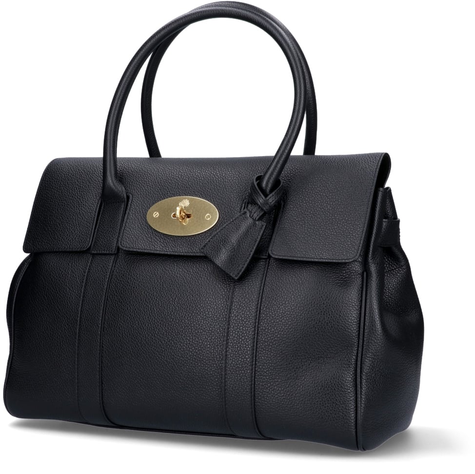 Mulberry Black Bayswater Grain Leather Tote Bag Zwart