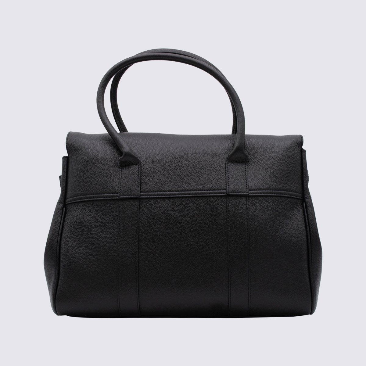 Mulberry Structured Black Leather Handbag With Gold-Tone Turn-Lock Closure Zwart