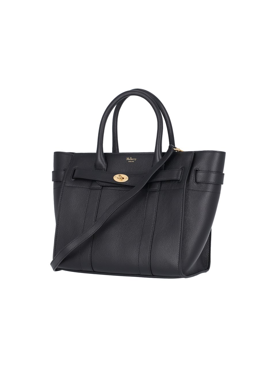 Mulberry Black Bayswater Hammered Leather Shoulder Bag Zwart