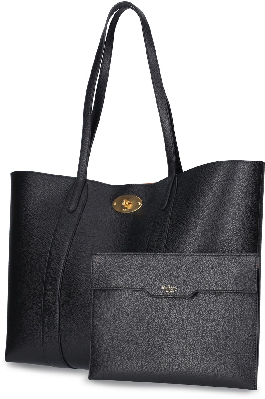 Mulberry Black Bayswater Grain Leather Tote Bag Zwart