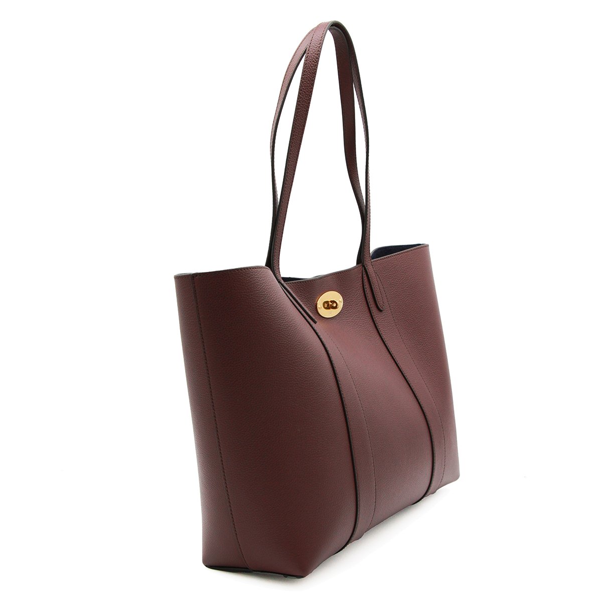 Mulberry Textured Burgundy Leather Tote with Gold-tone Hardware Zwart