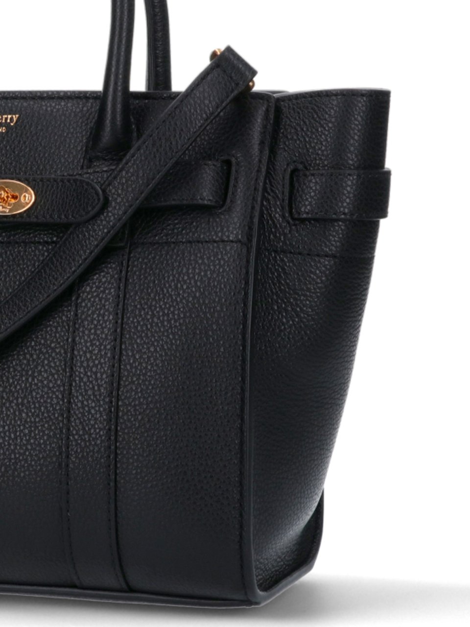Mulberry Black Bayswater Mini Grain Leather Bag Zwart
