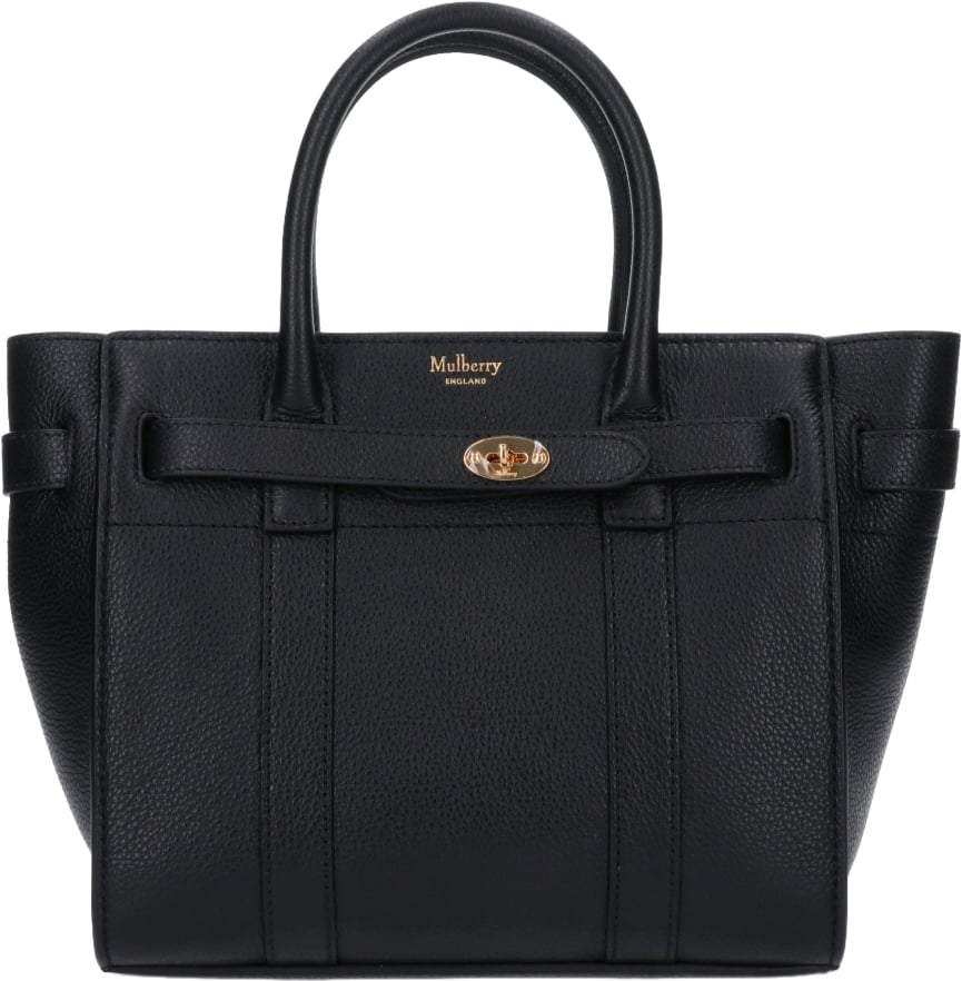 Mulberry Black Bayswater Mini Grain Leather Bag Zwart