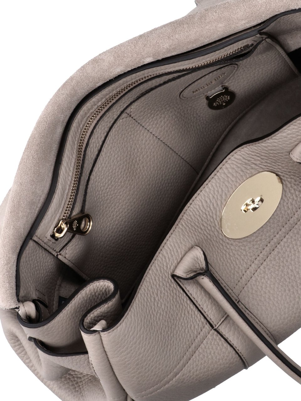 Mulberry Structured Handbag with Metallic Turn-Lock Closure Neutraal