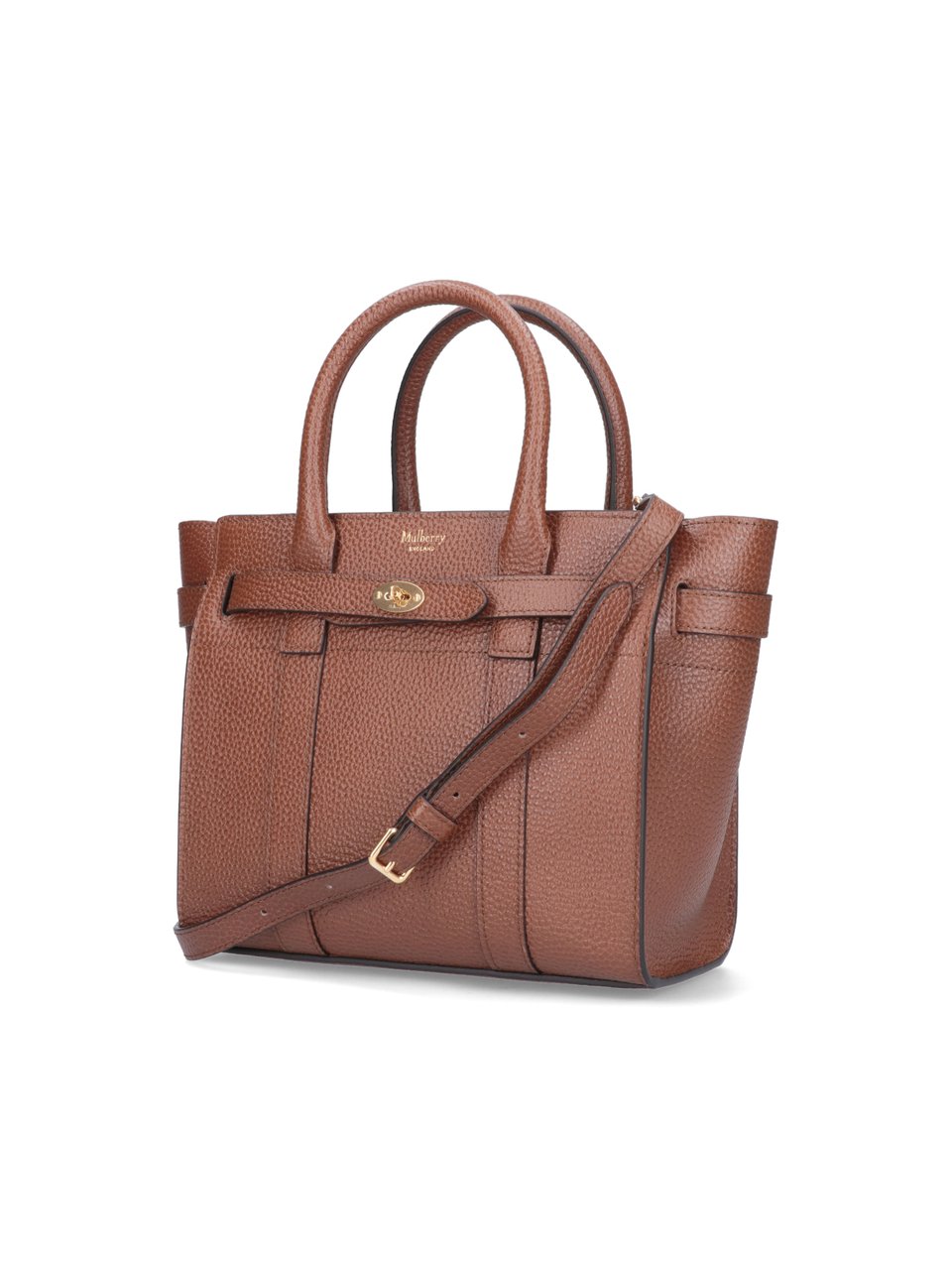 Mulberry Brown Zipped Bayswater Hammered Leather Shoulder Bag Bruin